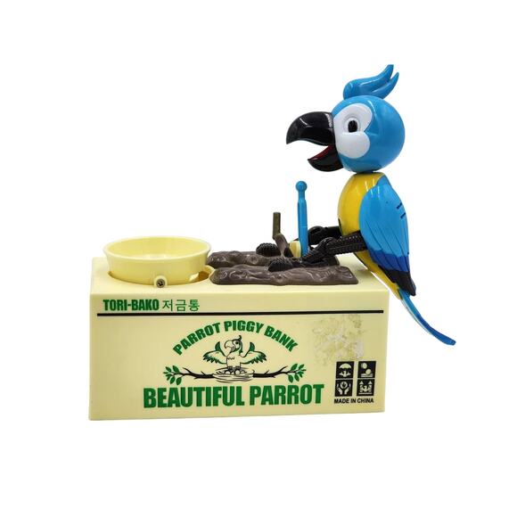 Electronic Piggy Bank Tori-Bako Beautiful Parrot Animal Coin Savings Box Tested - Picture 2 of 10